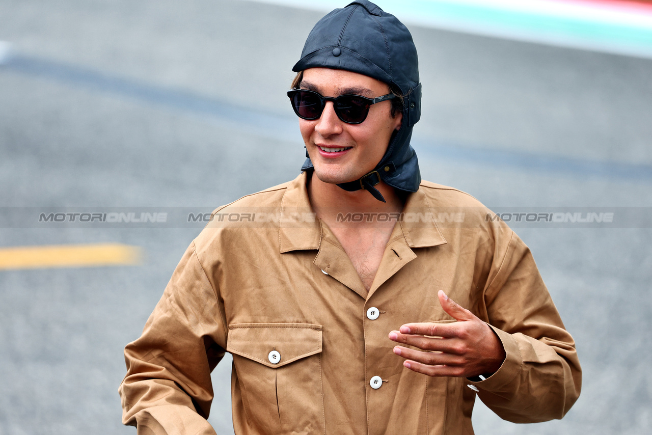 GP IMOLA, George Russell (GBR) Mercedes AMG F1 in vintage race overalls.

16.05.2024. Formula 1 World Championship, Rd 7, Emilia Romagna Grand Prix, Imola, Italy, Preparation Day.

- www.xpbimages.com, EMail: requests@xpbimages.com © Copyright: Batchelor / XPB Images