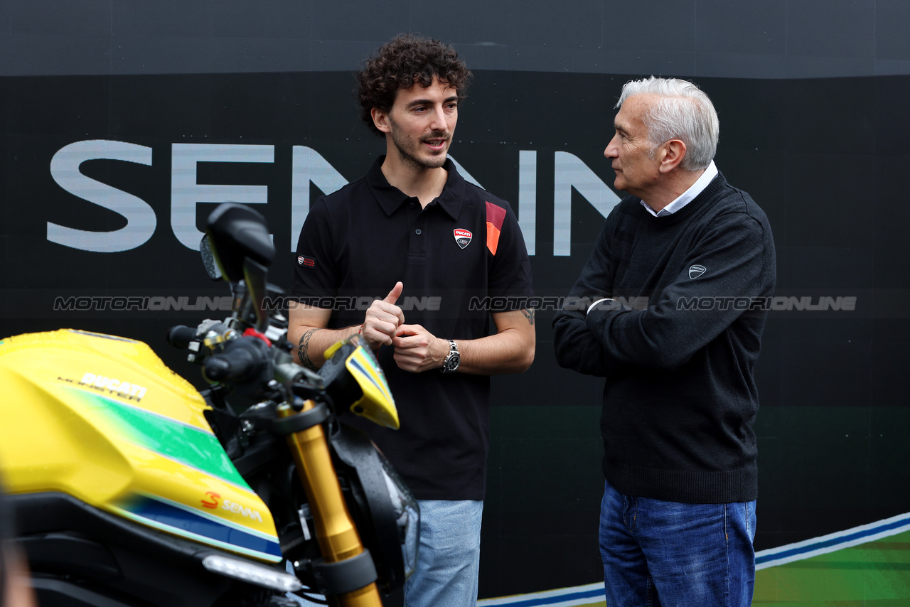 GP IMOLA, Francesco Bagnaia (ITA) Ducati MotoGP Rider - Ducati Monster Senna motorbike.

16.05.2024. Formula 1 World Championship, Rd 7, Emilia Romagna Grand Prix, Imola, Italy, Preparation Day.

- www.xpbimages.com, EMail: requests@xpbimages.com © Copyright: XPB Images