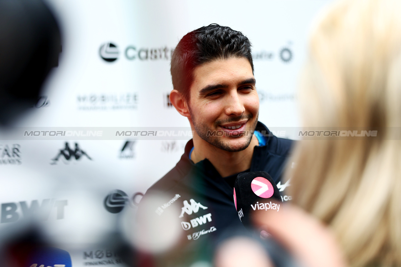 GP IMOLA, Esteban Ocon (FRA) Alpine F1 Team with the media.

16.05.2024. Formula 1 World Championship, Rd 7, Emilia Romagna Grand Prix, Imola, Italy, Preparation Day.

- www.xpbimages.com, EMail: requests@xpbimages.com © Copyright: Charniaux / XPB Images