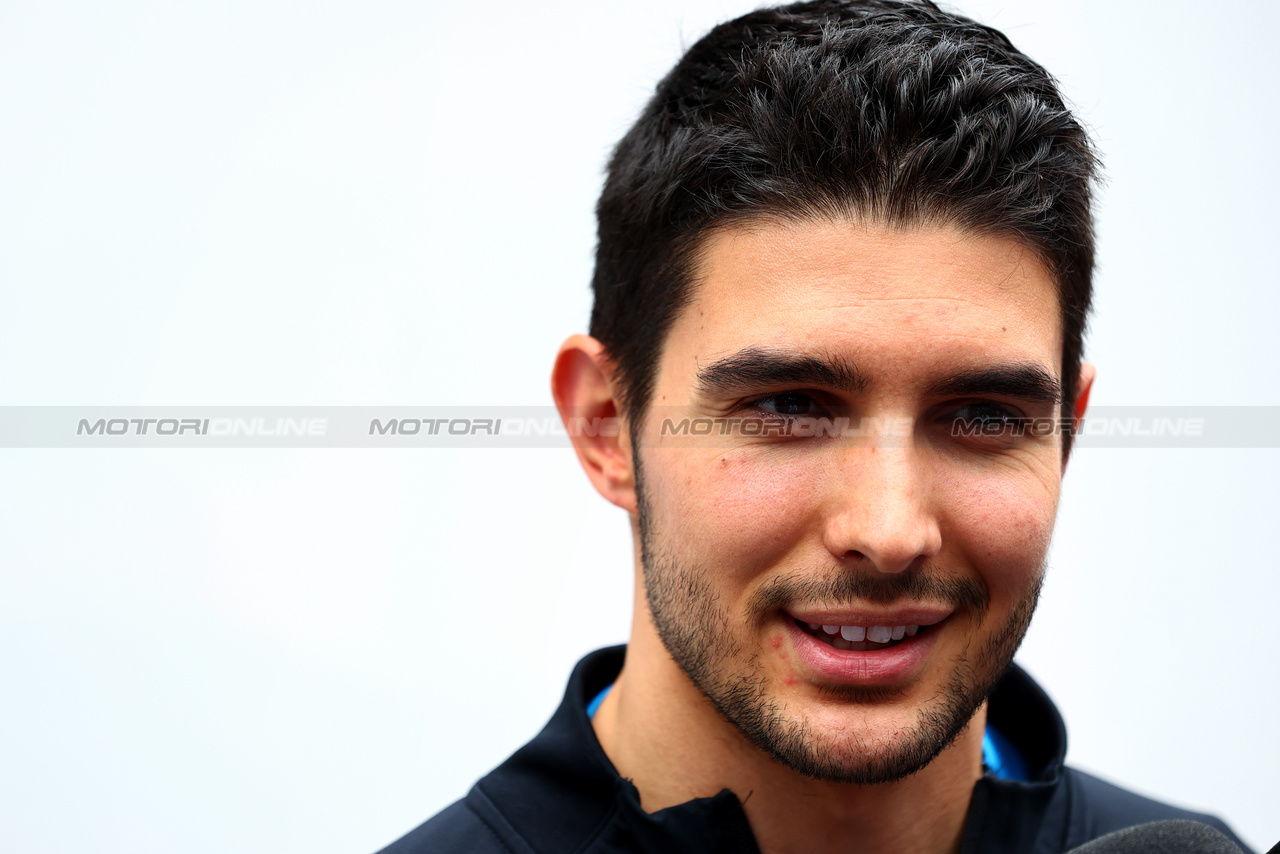 GP IMOLA, Esteban Ocon (FRA) Alpine F1 Team with the media.

16.05.2024. Formula 1 World Championship, Rd 7, Emilia Romagna Grand Prix, Imola, Italy, Preparation Day.

- www.xpbimages.com, EMail: requests@xpbimages.com © Copyright: Charniaux / XPB Images