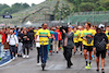 GP IMOLA, (L to R): Lewis Hamilton (GBR) Mercedes AMG F1 e George Russell (GBR) Mercedes AMG F1 - tribute run for Ayrton Senna e Roland Ratzenberger.
16.05.2024. Formula 1 World Championship, Rd 7, Emilia Romagna Grand Prix, Imola, Italy, Preparation Day.
 - www.xpbimages.com, EMail: requests@xpbimages.com © Copyright: Coates / XPB Images