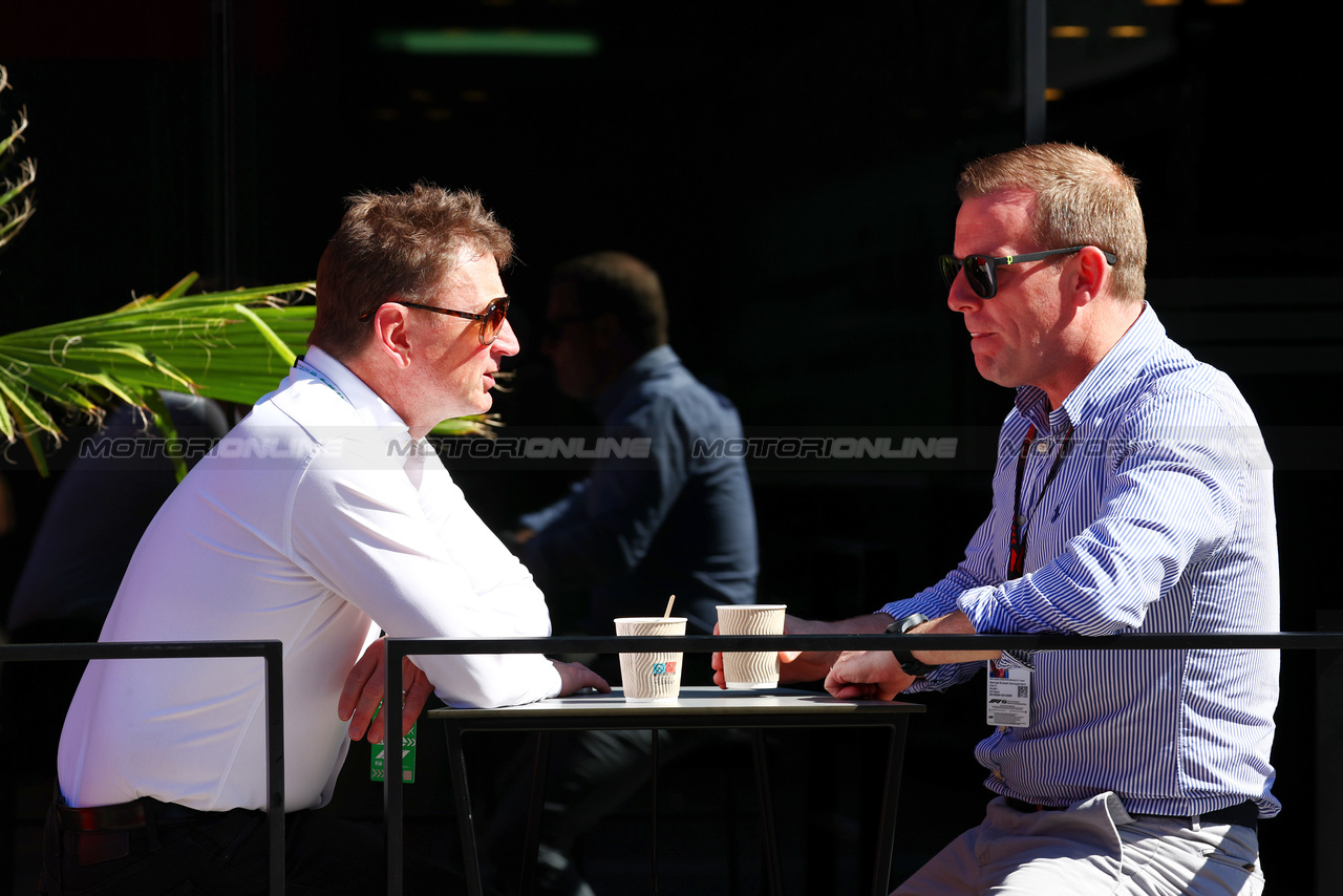 GP IMOLA, (L to R): Allan McNish (GBR) Audi Director of Motorsport Coordination with Harry Soden (GBR) Driver Manager.

18.05.2024. Formula 1 World Championship, Rd 7, Emilia Romagna Grand Prix, Imola, Italy, Qualifiche Day.

 - www.xpbimages.com, EMail: requests@xpbimages.com © Copyright: Coates / XPB Images