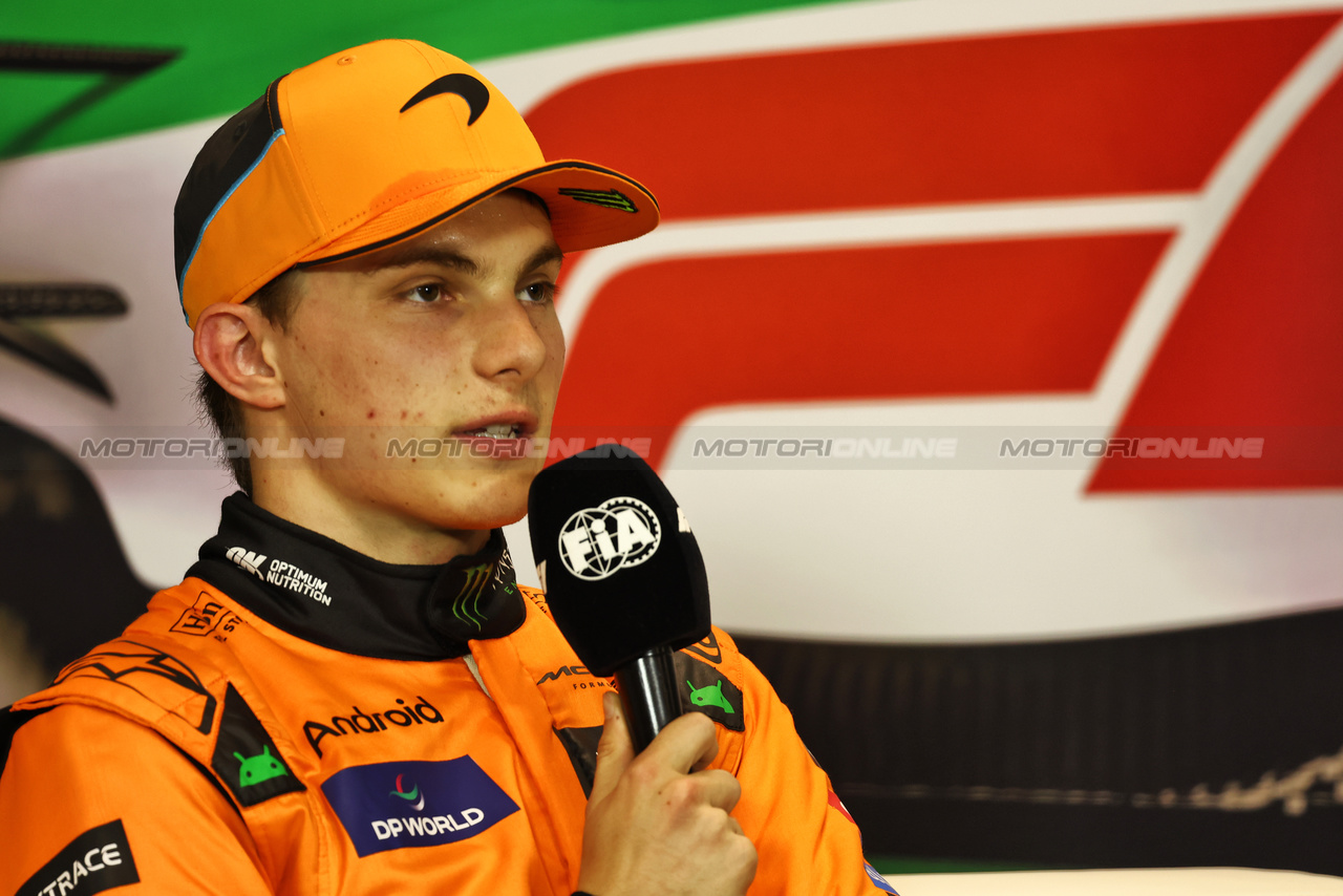 GP IMOLA, Oscar Piastri (AUS) McLaren, in the post qualifying FIA Press Conference.

18.05.2024. Formula 1 World Championship, Rd 7, Emilia Romagna Grand Prix, Imola, Italy, Qualifiche Day.

 - www.xpbimages.com, EMail: requests@xpbimages.com © Copyright: Staley / XPB Images