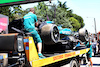 GP IMOLA, The Aston Martin F1 Team AMR24 of Fernando Alonso (ESP) is recovered back to the pits on the back of a truck after he crashed in the third practice session.
18.05.2024. Formula 1 World Championship, Rd 7, Emilia Romagna Grand Prix, Imola, Italy, Qualifiche Day.
- www.xpbimages.com, EMail: requests@xpbimages.com © Copyright: Batchelor / XPB Images