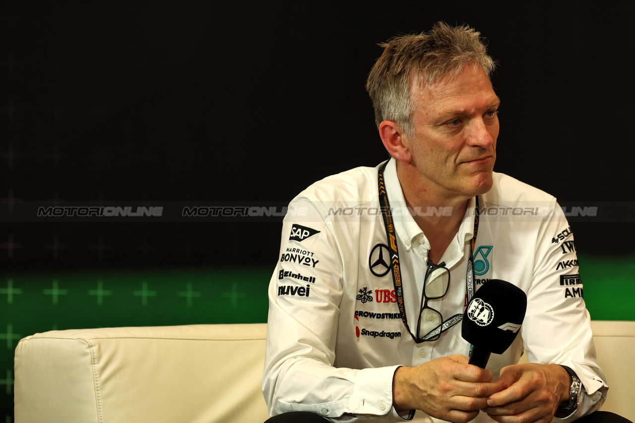 GP IMOLA, James Allison (GBR) Mercedes AMG F1 Technical Director in the FIA Press Conference.

17.05.2024. Formula 1 World Championship, Rd 7, Emilia Romagna Grand Prix, Imola, Italy, Practice Day.

 - www.xpbimages.com, EMail: requests@xpbimages.com © Copyright: Staley / XPB Images