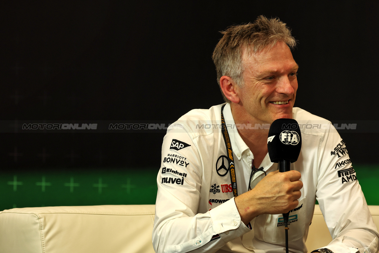 GP IMOLA, James Allison (GBR) Mercedes AMG F1 Technical Director in the FIA Press Conference.

17.05.2024. Formula 1 World Championship, Rd 7, Emilia Romagna Grand Prix, Imola, Italy, Practice Day.

 - www.xpbimages.com, EMail: requests@xpbimages.com © Copyright: Staley / XPB Images