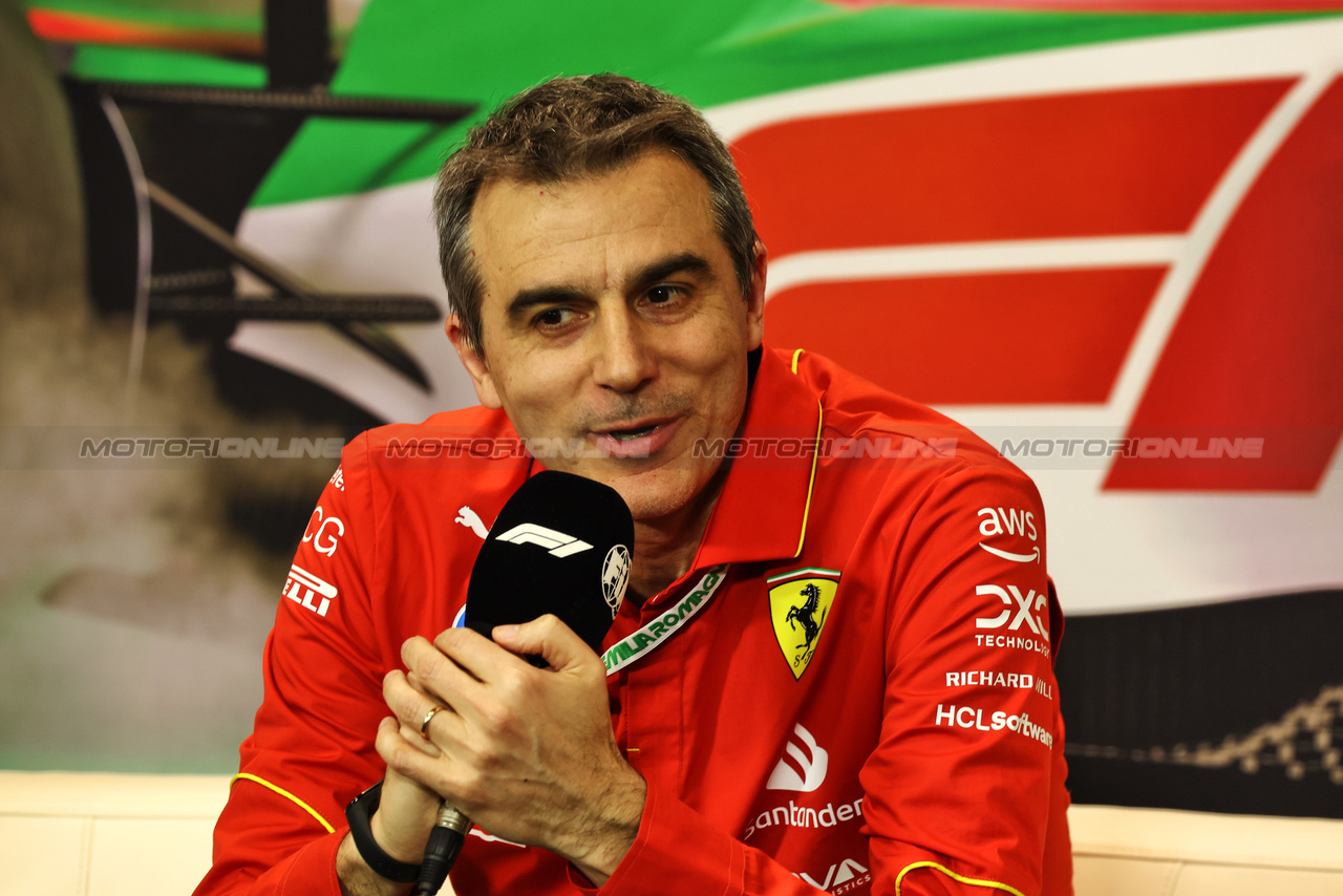 GP IMOLA, Enrico Gualtieri (ITA) Ferrari Technical Director of Power Unit in the FIA Press Conference.

17.05.2024. Formula 1 World Championship, Rd 7, Emilia Romagna Grand Prix, Imola, Italy, Practice Day.

 - www.xpbimages.com, EMail: requests@xpbimages.com © Copyright: Staley / XPB Images