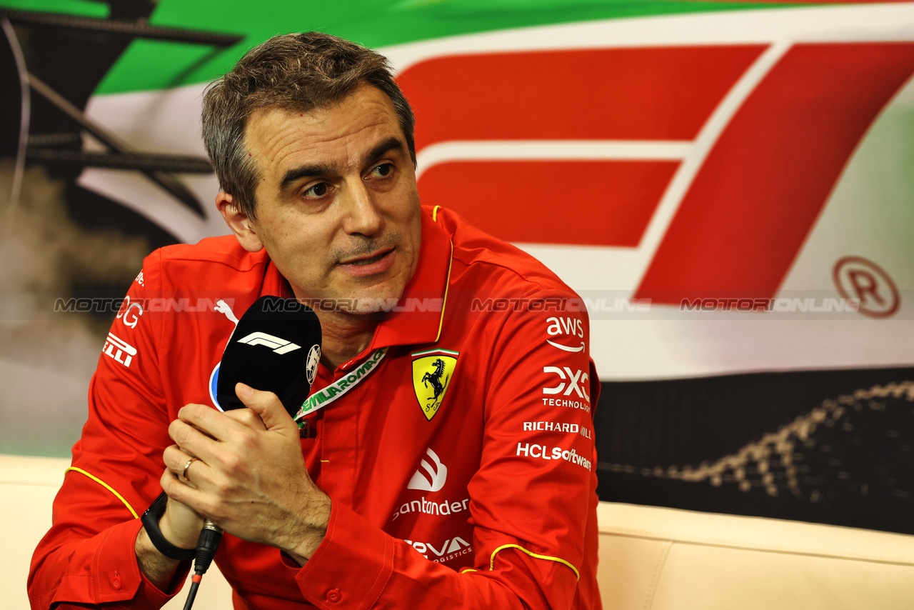 GP IMOLA, Enrico Gualtieri (ITA) Ferrari Technical Director of Power Unit in the FIA Press Conference.

17.05.2024. Formula 1 World Championship, Rd 7, Emilia Romagna Grand Prix, Imola, Italy, Practice Day.

 - www.xpbimages.com, EMail: requests@xpbimages.com © Copyright: Staley / XPB Images