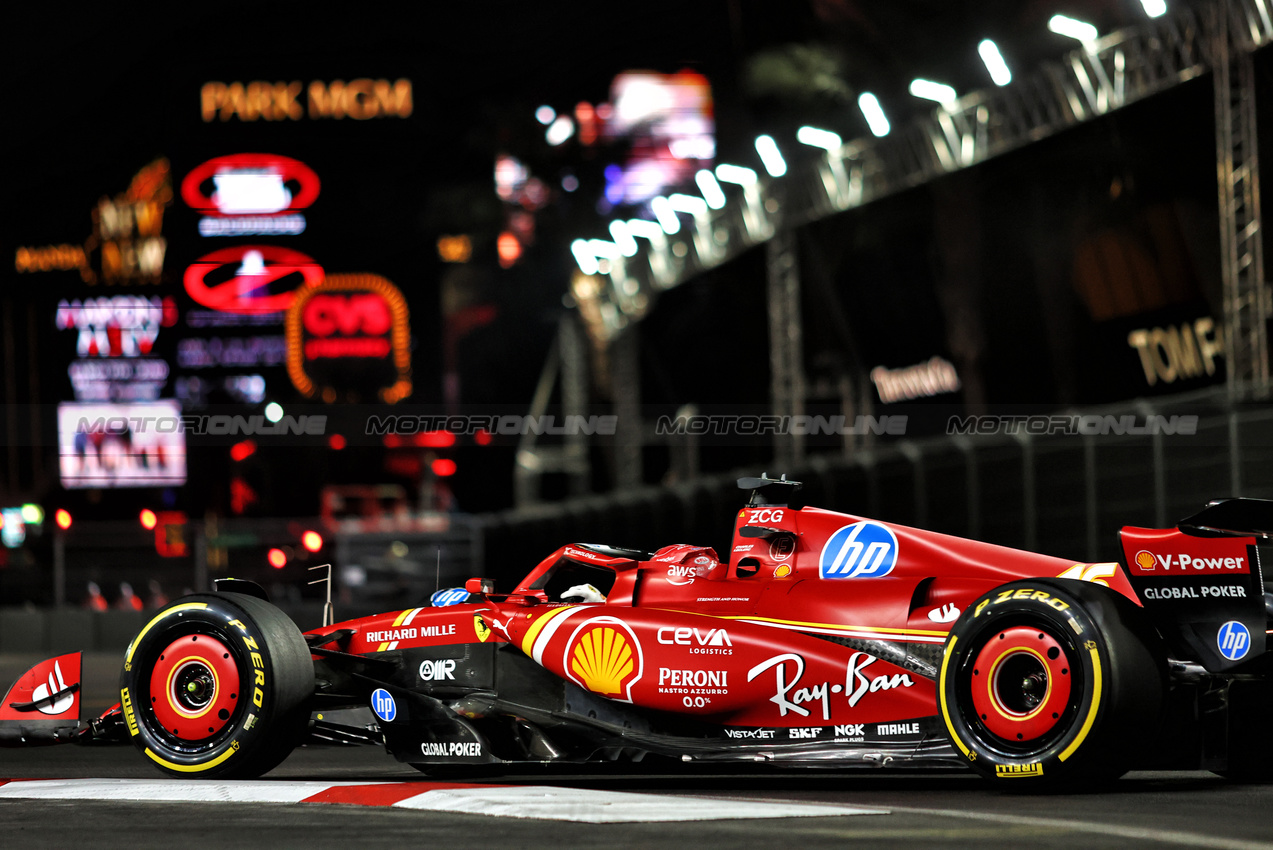 GP LAS VEGAS, Charles Leclerc (MON) Ferrari SF-24.

21.11.2024. Formula 1 World Championship, Rd 22, Las Vegas Grand Prix, Las Vegas, Nevada, USA, Practice Day

- www.xpbimages.com, EMail: requests@xpbimages.com © Copyright: Charniaux / XPB Images