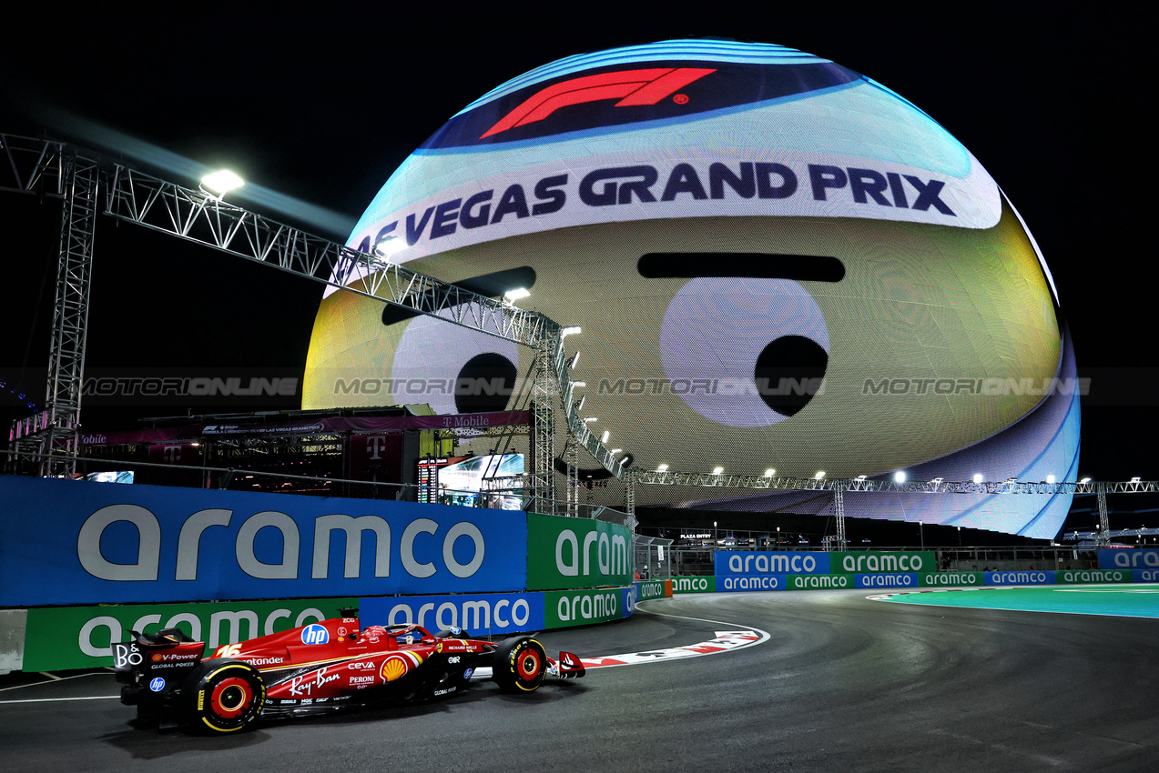GP LAS VEGAS, Charles Leclerc (MON) Ferrari SF-24.

21.11.2024. Formula 1 World Championship, Rd 22, Las Vegas Grand Prix, Las Vegas, Nevada, USA, Practice Day

- www.xpbimages.com, EMail: requests@xpbimages.com © Copyright: Charniaux / XPB Images