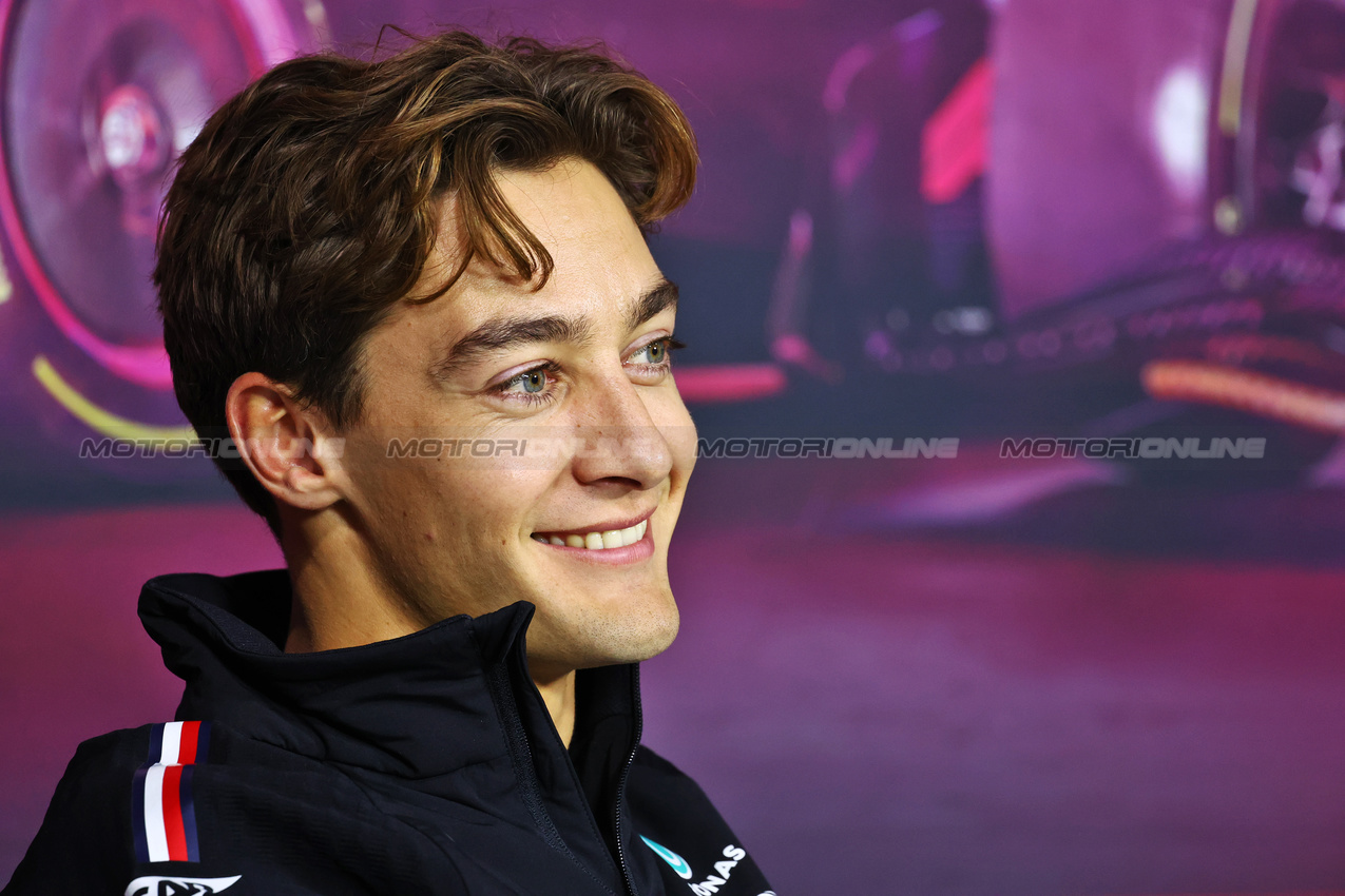 GP LAS VEGAS, George Russell (GBR) Mercedes AMG F1 in the FIA Press Conference.

20.11.2024. Formula 1 World Championship, Rd 22, Las Vegas Grand Prix, Las Vegas, Nevada, USA, Preparation Day.

- www.xpbimages.com, EMail: requests@xpbimages.com © Copyright: Charniaux / XPB Images