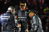 GP LAS VEGAS, Gara winner George Russell (GBR) Mercedes AMG F1 celebrates on the podium with Rich Lane (GBR) Mercedes AMG F1 Senior Track Engineer (Left) e second placed team mate Lewis Hamilton (GBR) Mercedes AMG F1 (Right).

23.11.2024. Formula 1 World Championship, Rd 22, Las Vegas Grand Prix, Las Vegas, Nevada, USA, Gara Day.

- www.xpbimages.com, EMail: requests@xpbimages.com © Copyright: Charniaux / XPB Images
