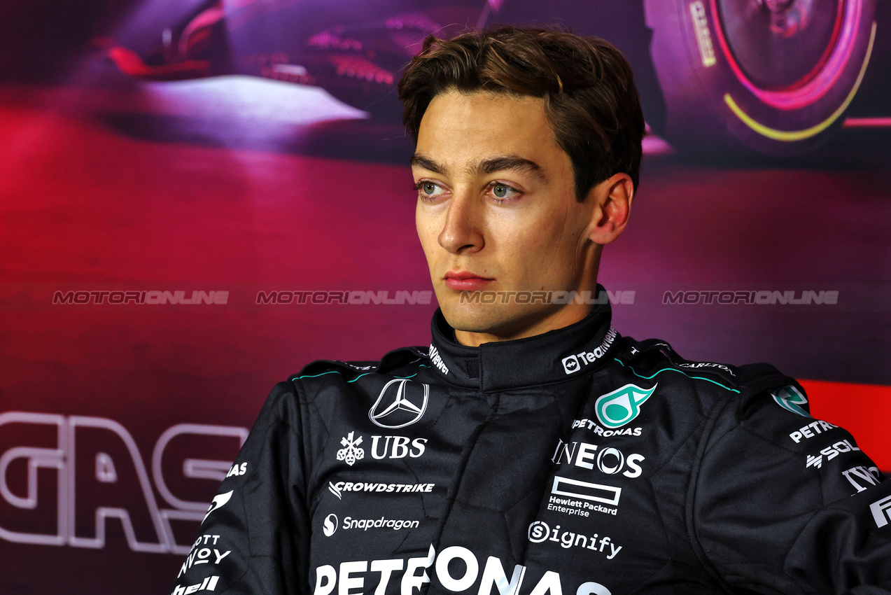 GP LAS VEGAS, George Russell (GBR) Mercedes AMG F1 in the post qualifying FIA Press Conference.

22.11.2024. Formula 1 World Championship, Rd 22, Las Vegas Grand Prix, Las Vegas, Nevada, USA, Qualifiche Day.

- www.xpbimages.com, EMail: requests@xpbimages.com © Copyright: Batchelor / XPB Images