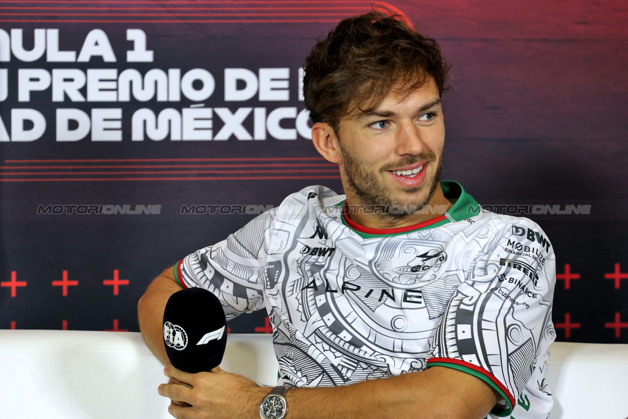 GP MESSICO, Pierre Gasly (FRA) Alpine F1 Team in the FIA Press Conference.

24.10.2024. Formula 1 World Championship, Rd 20, Mexican Grand Prix, Mexico City, Mexico, Preparation Day.

- www.xpbimages.com, EMail: requests@xpbimages.com © Copyright: Bearne / XPB Images