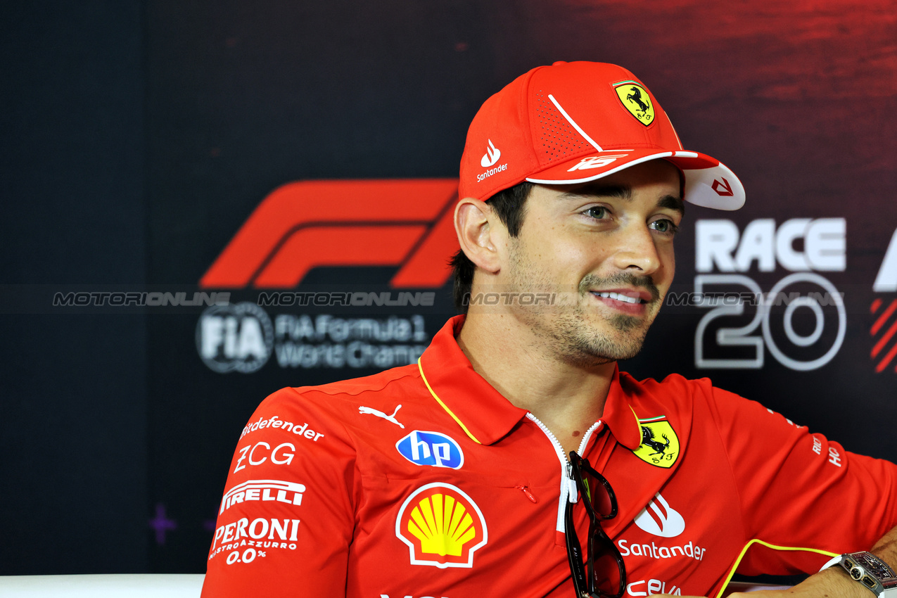 GP MESSICO, Charles Leclerc (MON) Ferrari in the FIA Press Conference.

24.10.2024. Formula 1 World Championship, Rd 20, Mexican Grand Prix, Mexico City, Mexico, Preparation Day.

- www.xpbimages.com, EMail: requests@xpbimages.com © Copyright: Bearne / XPB Images