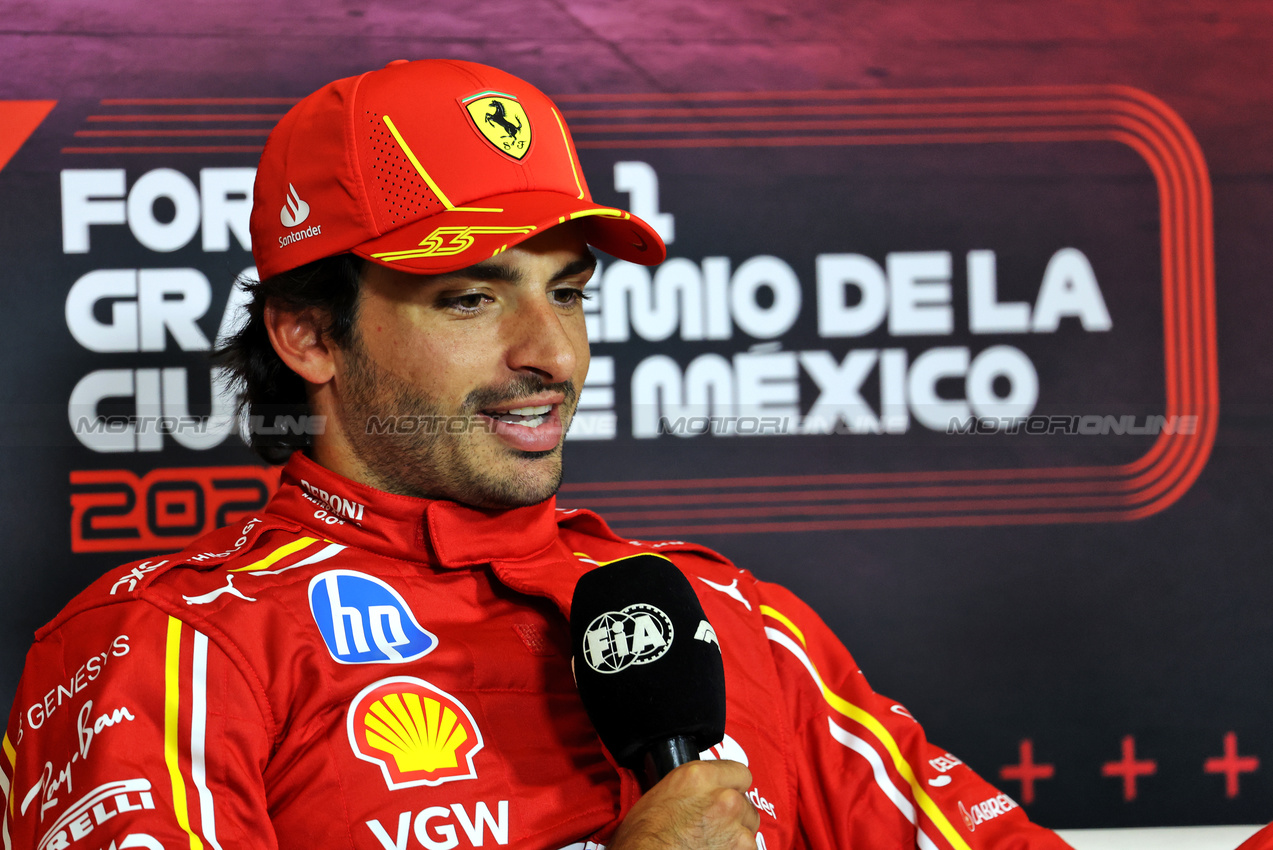 GP MESSICO, Carlos Sainz Jr (ESP) Ferrari in the post qualifying FIA Press Conference.

26.10.2024. Formula 1 World Championship, Rd 20, Mexican Grand Prix, Mexico City, Mexico, Qualifiche Day.

- www.xpbimages.com, EMail: requests@xpbimages.com © Copyright: Bearne / XPB Images