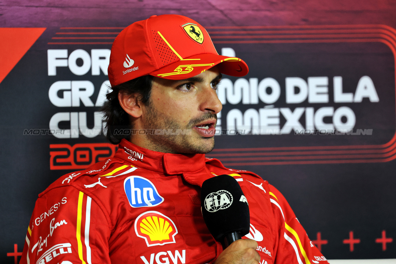 GP MESSICO, Carlos Sainz Jr (ESP) Ferrari in the post qualifying FIA Press Conference.

26.10.2024. Formula 1 World Championship, Rd 20, Mexican Grand Prix, Mexico City, Mexico, Qualifiche Day.

- www.xpbimages.com, EMail: requests@xpbimages.com © Copyright: Bearne / XPB Images