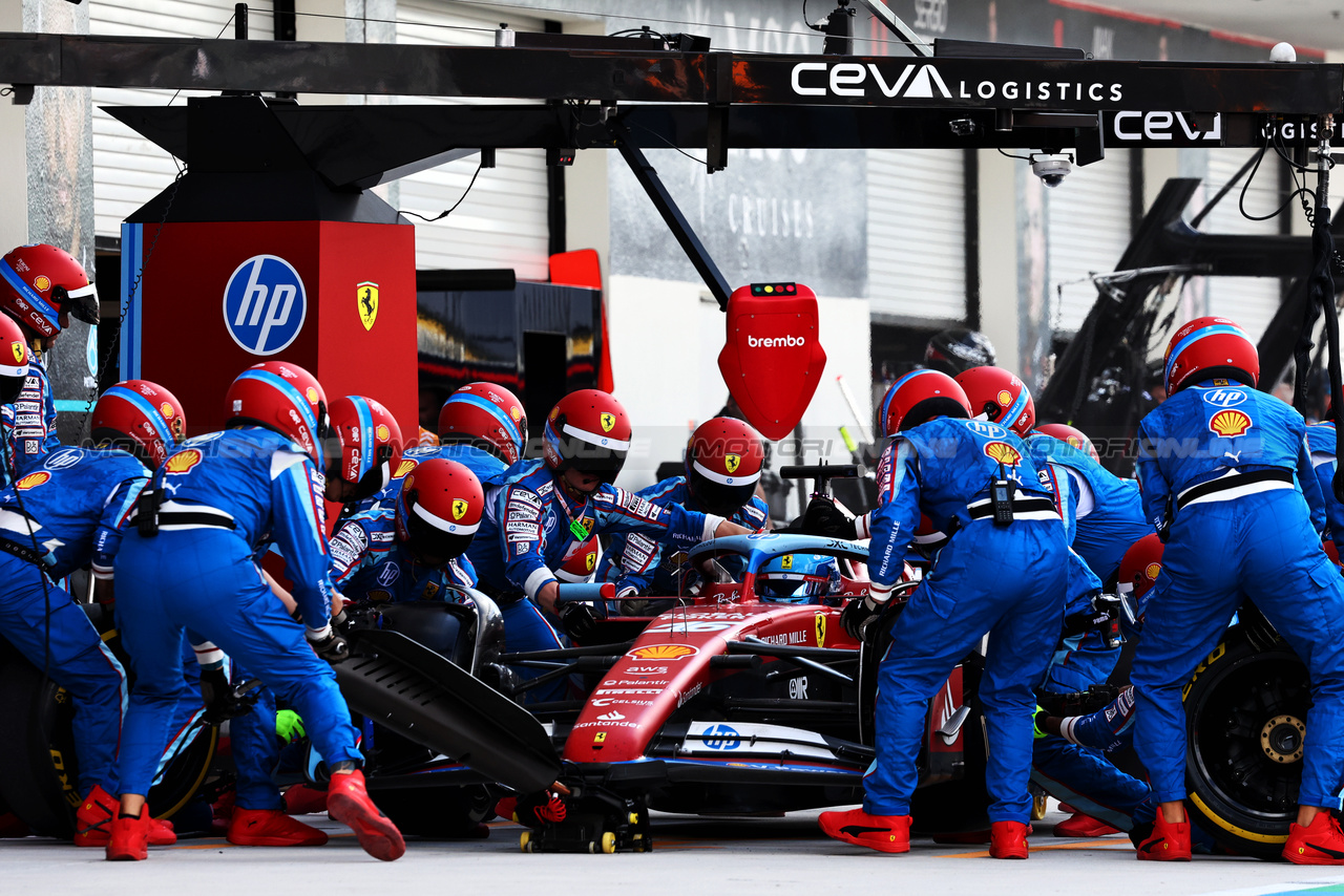 GP MIAMI, Charles Leclerc (MON) Ferrari SF-24 makes a pit stop.

05.05.2024. Formula 1 World Championship, Rd 6, Miami Grand Prix, Miami, Florida, USA, Gara Day.

- www.xpbimages.com, EMail: requests@xpbimages.com © Copyright: Charniaux / XPB Images