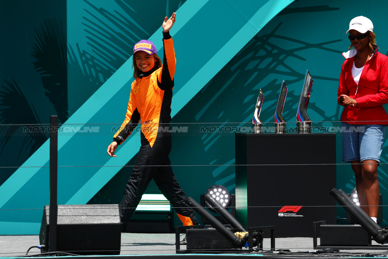 GP MIAMI, Bianca Bustamante (PHL) ART celebrates her second position on the podium.

05.05.2024. FIA Formula Academy, Rd 2, Gara 2, Miami, Florida, USA, Domenica.

- www.xpbimages.com, EMail: requests@xpbimages.com Copyright: XPB Images