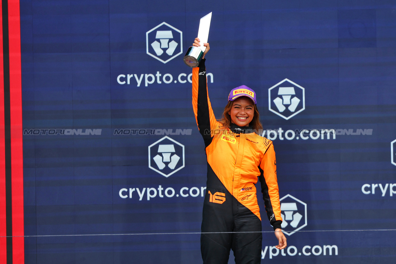 GP MIAMI, Bianca Bustamante (PHL) ART celebrates her second position on the podium.

05.05.2024. FIA Formula Academy, Rd 2, Gara 2, Miami, Florida, USA, Domenica.

- www.xpbimages.com, EMail: requests@xpbimages.com Copyright: XPB Images