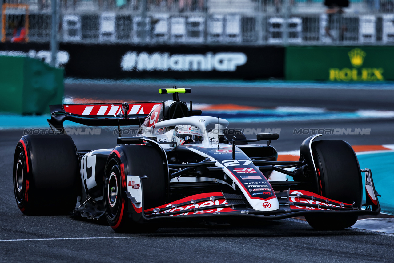 GP MIAMI, Nico Hulkenberg (GER) Haas VF-24.

04.05.2024. Formula 1 World Championship, Rd 6, Miami Grand Prix, Miami, Florida, USA, Sprint e Qualifiche Day.

- www.xpbimages.com, EMail: requests@xpbimages.com © Copyright: Moy / XPB Images