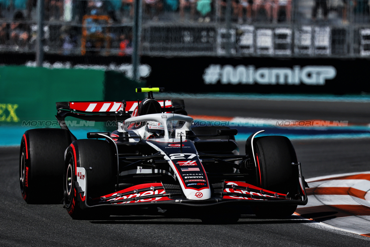 GP MIAMI, Nico Hulkenberg (GER) Haas VF-24.

04.05.2024. Formula 1 World Championship, Rd 6, Miami Grand Prix, Miami, Florida, USA, Sprint e Qualifiche Day.

- www.xpbimages.com, EMail: requests@xpbimages.com © Copyright: Moy / XPB Images