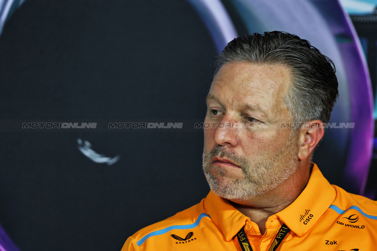 GP MIAMI, Zak Brown (USA) McLaren Executive Director in the FIA Press Conference.

03.05.2024. Formula 1 World Championship, Rd 6, Miami Grand Prix, Miami, Florida, USA, Sprint Qualifiche Day.

- www.xpbimages.com, EMail: requests@xpbimages.com © Copyright: Bearne / XPB Images