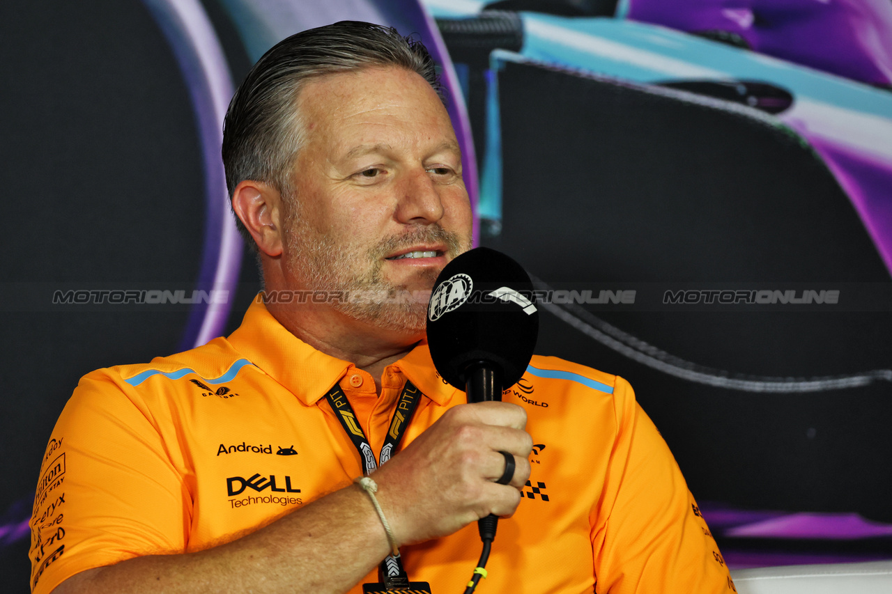 GP MIAMI, Zak Brown (USA) McLaren Executive Director in the FIA Press Conference.

03.05.2024. Formula 1 World Championship, Rd 6, Miami Grand Prix, Miami, Florida, USA, Sprint Qualifiche Day.

- www.xpbimages.com, EMail: requests@xpbimages.com © Copyright: Bearne / XPB Images