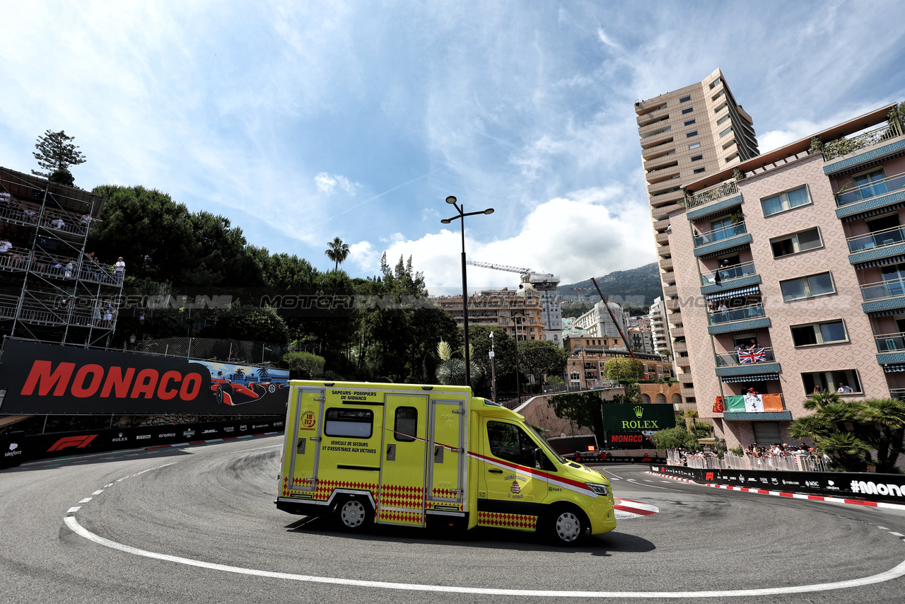 GP MONACO, An ambulance on track after the race was stopped.

26.05.2024. Formula 1 World Championship, Rd 8, Monaco Grand Prix, Monte Carlo, Monaco, Gara Day.

- www.xpbimages.com, EMail: requests@xpbimages.com © Copyright: Moy / XPB Images
