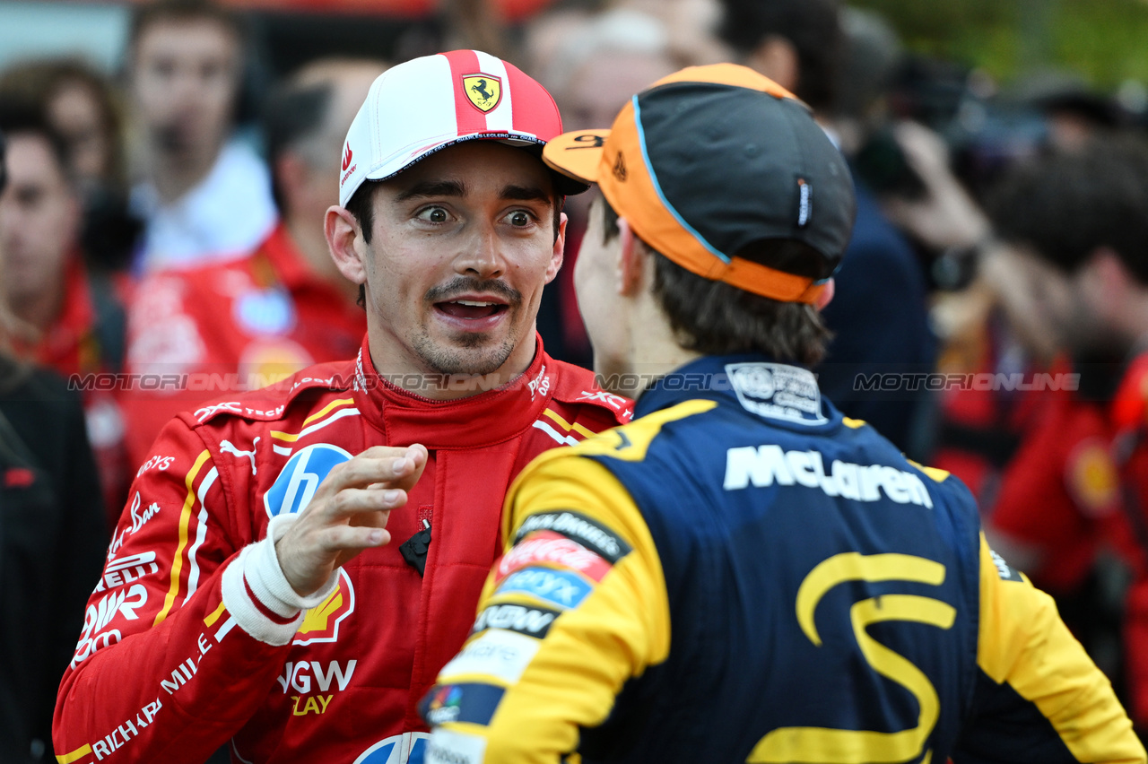 GP MONACO, (L to R): vincitore Charles Leclerc (MON) Ferrari with Oscar Piastri (AUS) McLaren in parc ferme.

26.05.2024. Formula 1 World Championship, Rd 8, Monaco Grand Prix, Monte Carlo, Monaco, Gara Day.

- www.xpbimages.com, EMail: requests@xpbimages.com © Copyright: Price / XPB Images