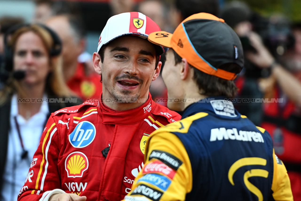 GP MONACO, (L to R): vincitore Charles Leclerc (MON) Ferrari with Oscar Piastri (AUS) McLaren in parc ferme.

26.05.2024. Formula 1 World Championship, Rd 8, Monaco Grand Prix, Monte Carlo, Monaco, Gara Day.

- www.xpbimages.com, EMail: requests@xpbimages.com © Copyright: Price / XPB Images