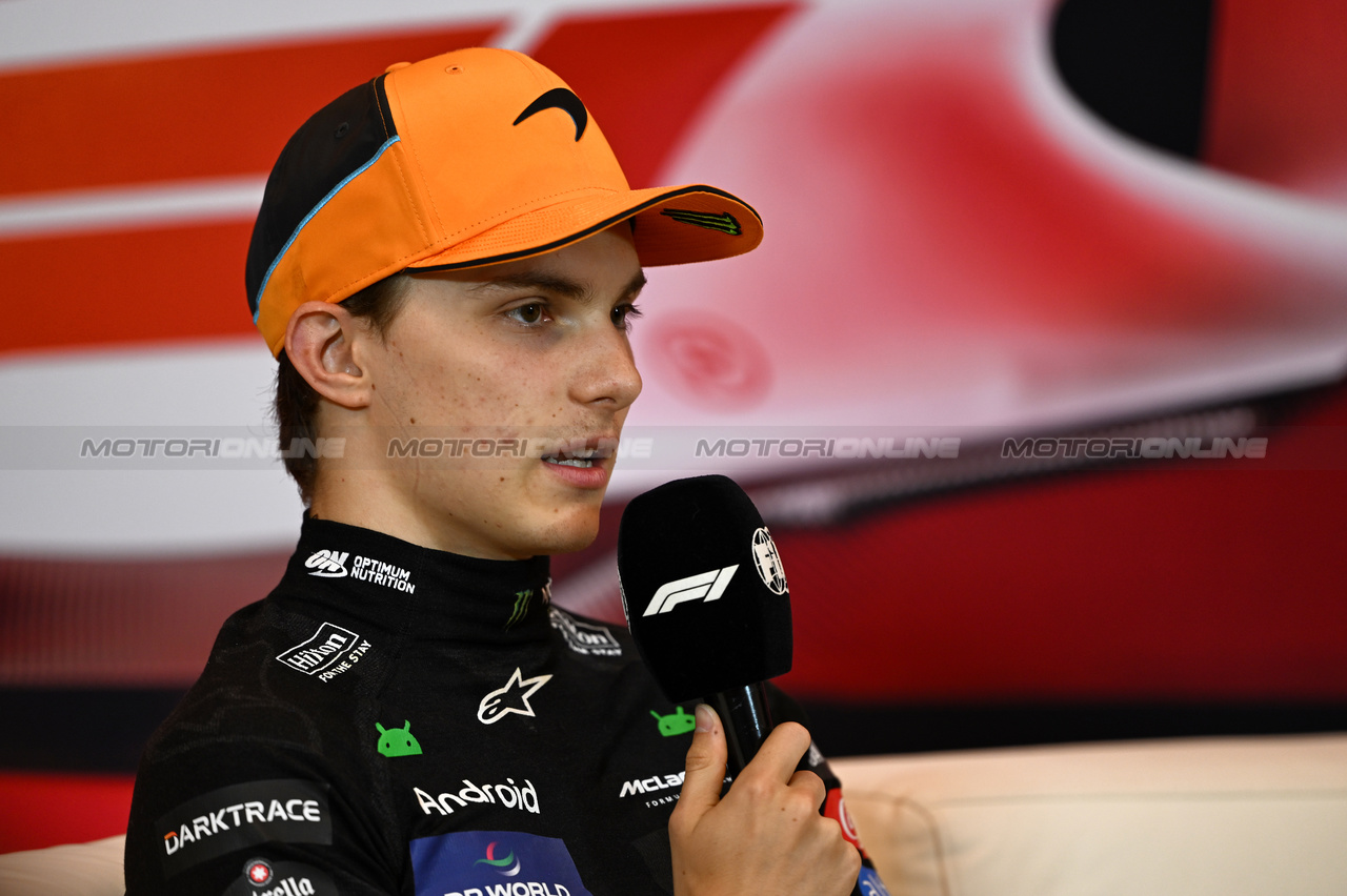 GP MONACO, Oscar Piastri (AUS) McLaren in the post race FIA Press Conference.

26.05.2024. Formula 1 World Championship, Rd 8, Monaco Grand Prix, Monte Carlo, Monaco, Gara Day.

- www.xpbimages.com, EMail: requests@xpbimages.com © Copyright: Price / XPB Images