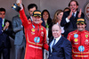 GP MONACO, (L to R): Gara winner Charles Leclerc (MON) Ferrari celebrates with HSH Prince Albert of Monaco (MON) on the podium.

26.05.2024. Formula 1 World Championship, Rd 8, Monaco Grand Prix, Monte Carlo, Monaco, Gara Day.

- www.xpbimages.com, EMail: requests@xpbimages.com © Copyright: Batchelor / XPB Images