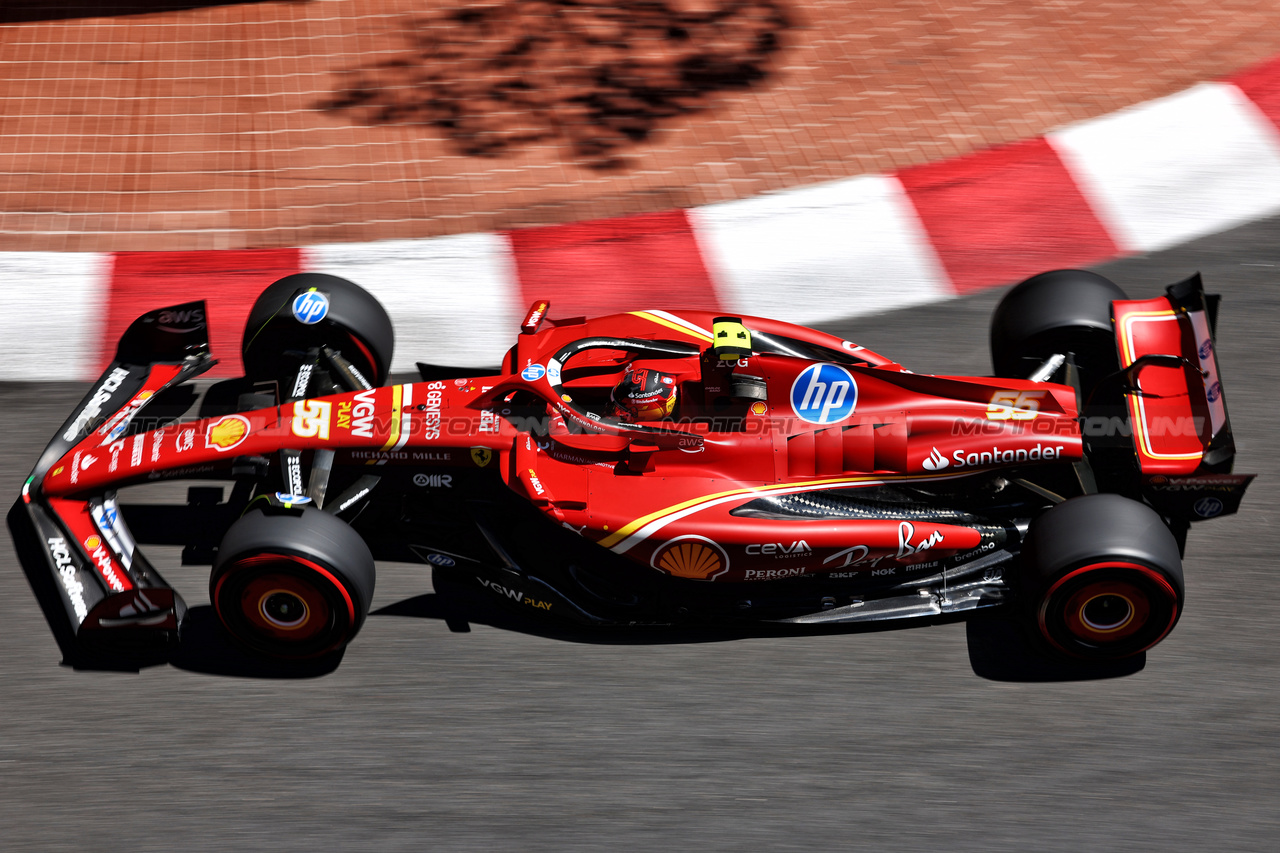 GP MONACO, Carlos Sainz Jr (ESP) Ferrari SF-24.

25.05.2024. Formula 1 World Championship, Rd 8, Monaco Grand Prix, Monte Carlo, Monaco, Qualifiche Day.

 - www.xpbimages.com, EMail: requests@xpbimages.com © Copyright: Coates / XPB Images