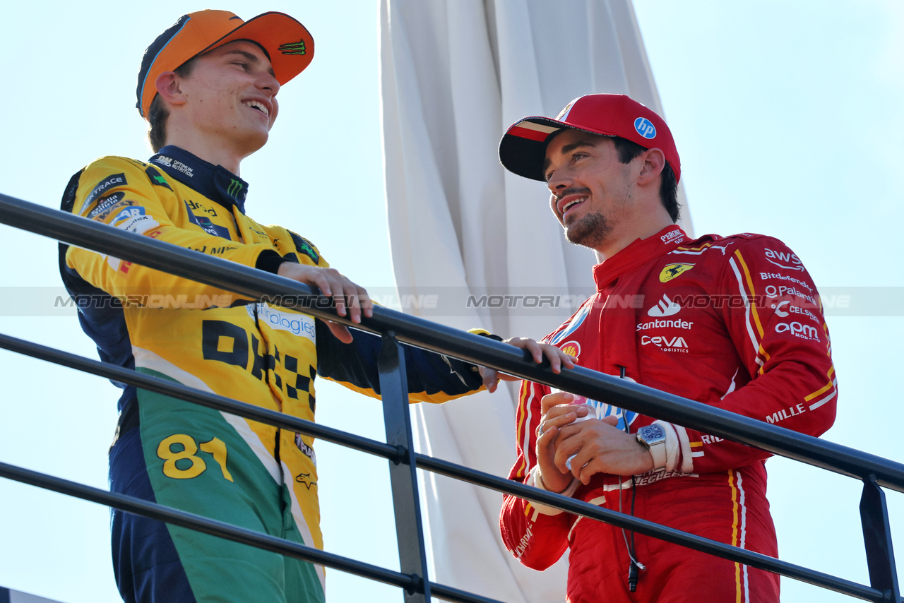 GP MONACO, (L to R): second placed Oscar Piastri (AUS) McLaren with pole sitter Charles Leclerc (MON) Ferrari.

25.05.2024. Formula 1 World Championship, Rd 8, Monaco Grand Prix, Monte Carlo, Monaco, Qualifiche Day.

- www.xpbimages.com, EMail: requests@xpbimages.com © Copyright: Batchelor / XPB Images