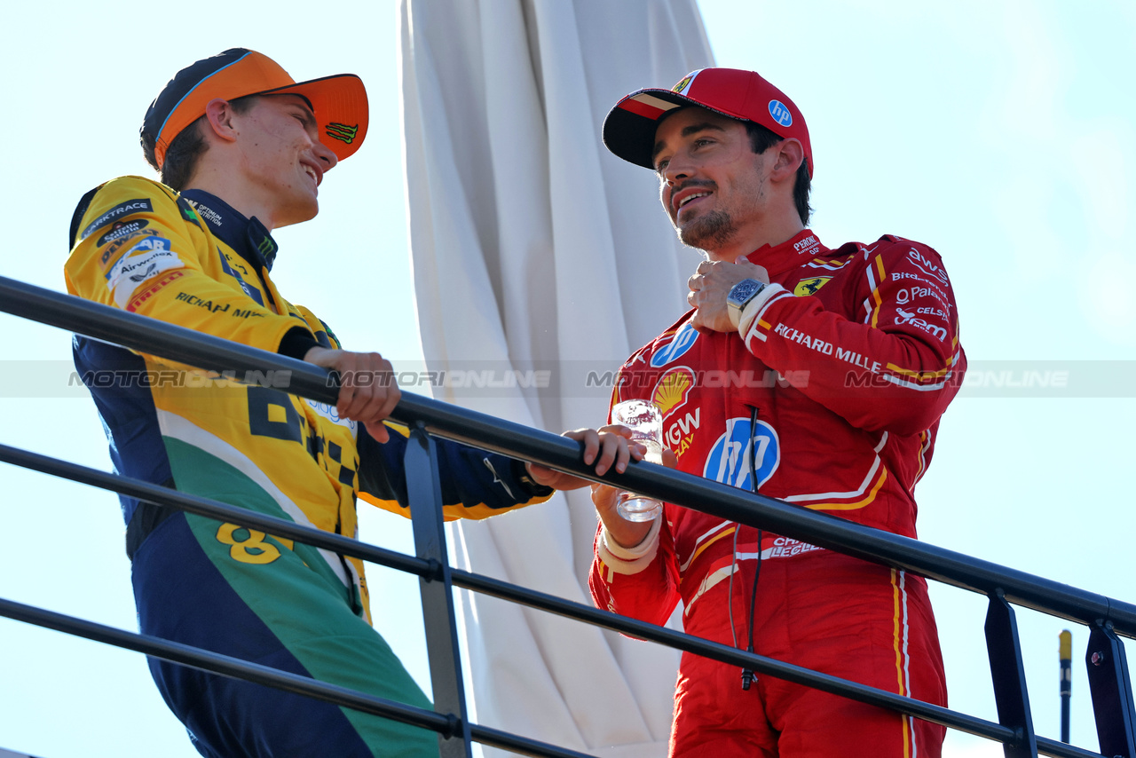 GP MONACO, (L to R): second placed Oscar Piastri (AUS) McLaren with pole sitter Charles Leclerc (MON) Ferrari.

25.05.2024. Formula 1 World Championship, Rd 8, Monaco Grand Prix, Monte Carlo, Monaco, Qualifiche Day.

- www.xpbimages.com, EMail: requests@xpbimages.com © Copyright: Batchelor / XPB Images