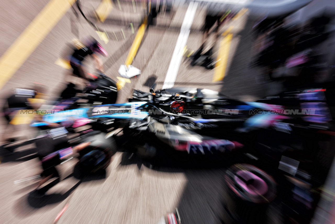 GP MONACO, Esteban Ocon (FRA) Alpine F1 Team A524 in the pits.

25.05.2024. Formula 1 World Championship, Rd 8, Monaco Grand Prix, Monte Carlo, Monaco, Qualifiche Day.

- www.xpbimages.com, EMail: requests@xpbimages.com © Copyright: Bearne / XPB Images