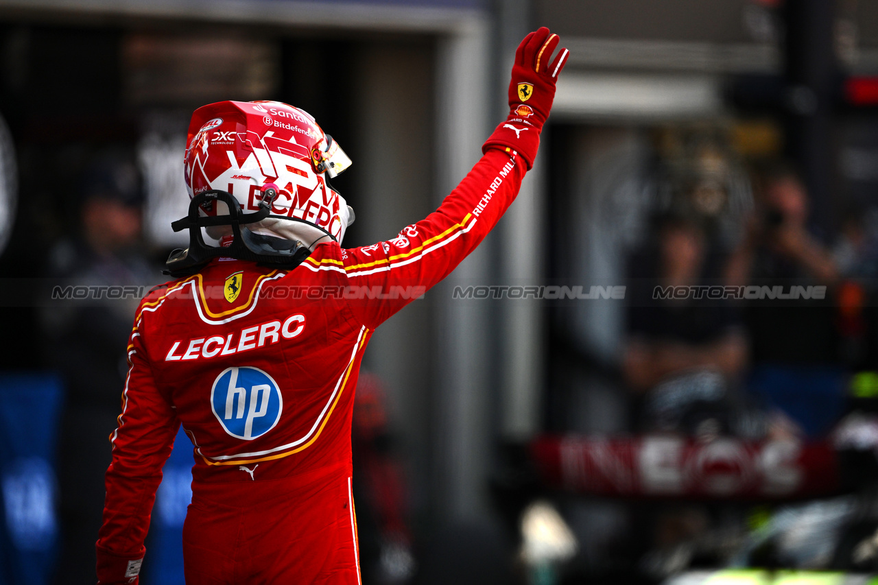 GP MONACO, Charles Leclerc (MON) Ferrari celebrates his pole position in qualifying parc ferme.

25.05.2024. Formula 1 World Championship, Rd 8, Monaco Grand Prix, Monte Carlo, Monaco, Qualifiche Day.

- www.xpbimages.com, EMail: requests@xpbimages.com © Copyright: Price / XPB Images