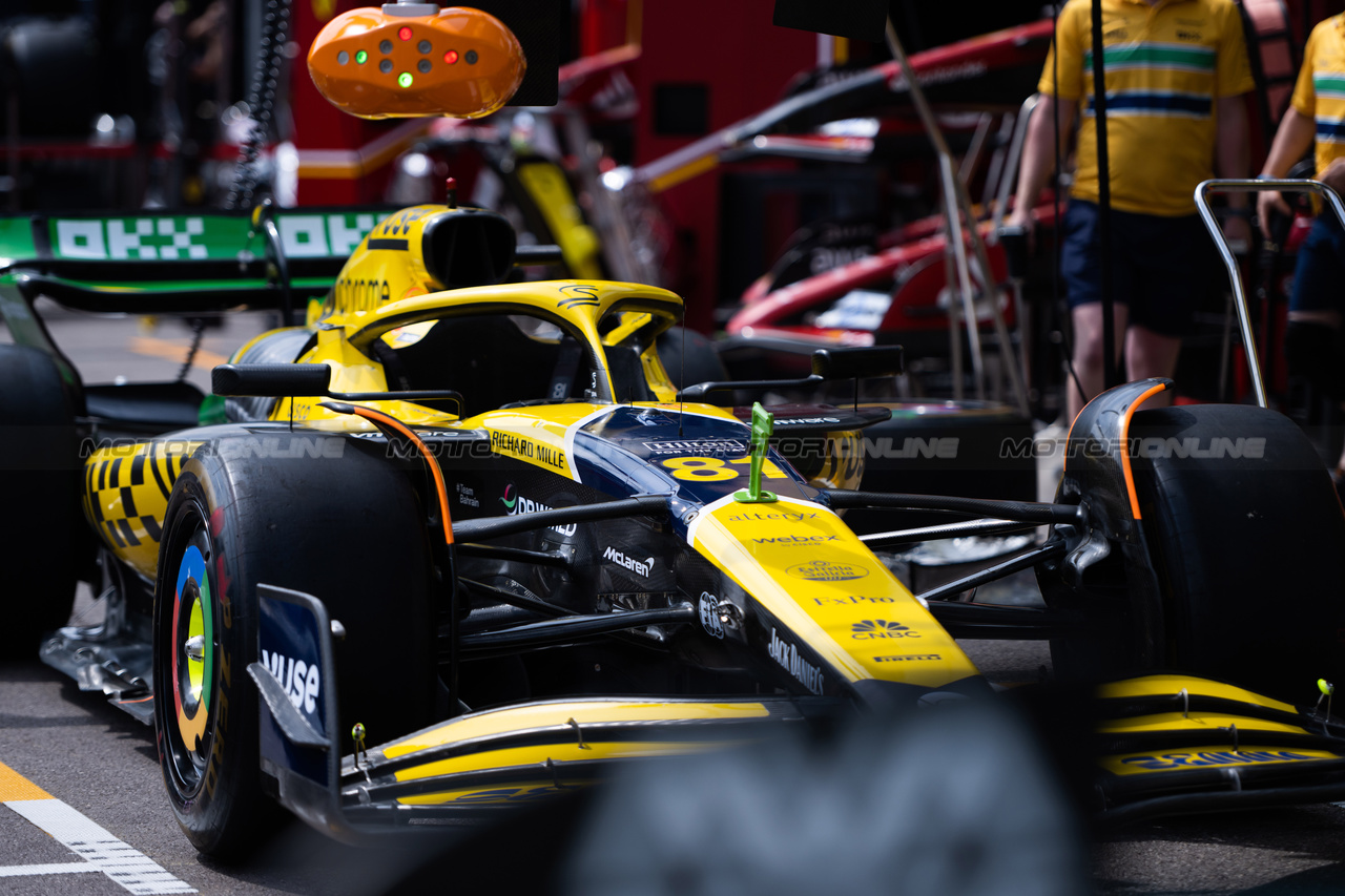 GP MONACO, McLaren MCL38 in the pits.

24.05.2024. Formula 1 World Championship, Rd 8, Monaco Grand Prix, Monte Carlo, Monaco, Practice Day.

- www.xpbimages.com, EMail: requests@xpbimages.com © Copyright: Price / XPB Images