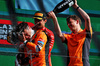 GP OLANDA, Gara winner Lando Norris (GBR) McLaren celebrates with Charles Leclerc (MON) Ferrari e William Joseph (GBR) McLaren Gara Engineer on the podium.

25.08.2024. Formula 1 World Championship, Rd 15, Dutch Grand Prix, Zandvoort, Netherlands, Gara Day.

 - www.xpbimages.com, EMail: requests@xpbimages.com © Copyright: Coates / XPB Images