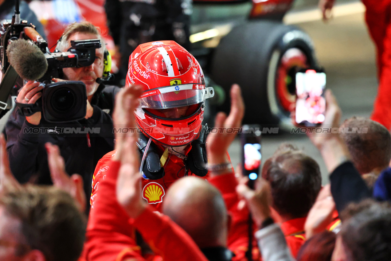 GP QATAR, Second placed Charles Leclerc (MON) Ferrari celebrates in parc ferme.

01.12.2024. Formula 1 World Championship, Rd 23, Qatar Grand Prix, Doha, Qatar, Gara Day.

- www.xpbimages.com, EMail: requests@xpbimages.com © Copyright: Charniaux / XPB Images