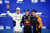 GP QATAR, Qualifiche top three in parc ferme George Russell (GBR) Mercedes AMG F1, second; Max Verstappen (NLD) Red Bull Racing, pole position; Lando Norris (GBR) McLaren, third.

30.11.2024. Formula 1 World Championship, Rd 23, Qatar Grand Prix, Doha, Qatar, Sprint e Qualifiche Day.

- www.xpbimages.com, EMail: requests@xpbimages.com © Copyright: Bearne / XPB Images