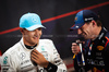 GP QATAR, (L to R): George Russell (GBR) Mercedes AMG F1 with Max Verstappen (NLD) Red Bull Racing in qualifying parc ferme.

30.11.2024. Formula 1 World Championship, Rd 23, Qatar Grand Prix, Doha, Qatar, Sprint e Qualifiche Day.

- www.xpbimages.com, EMail: requests@xpbimages.com © Copyright: Bearne / XPB Images