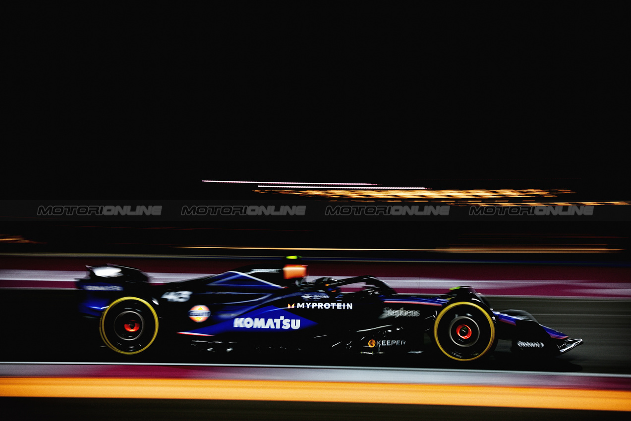 GP QATAR, Franco Colapinto (ARG) Williams Racing FW46.

29.11.2024 Formula 1 World Championship, Rd 23, Qatar Grand Prix, Doha, Qatar, Sprint Qualifiche Day.

- www.xpbimages.com, EMail: requests@xpbimages.com © Copyright: Charniaux / XPB Images
