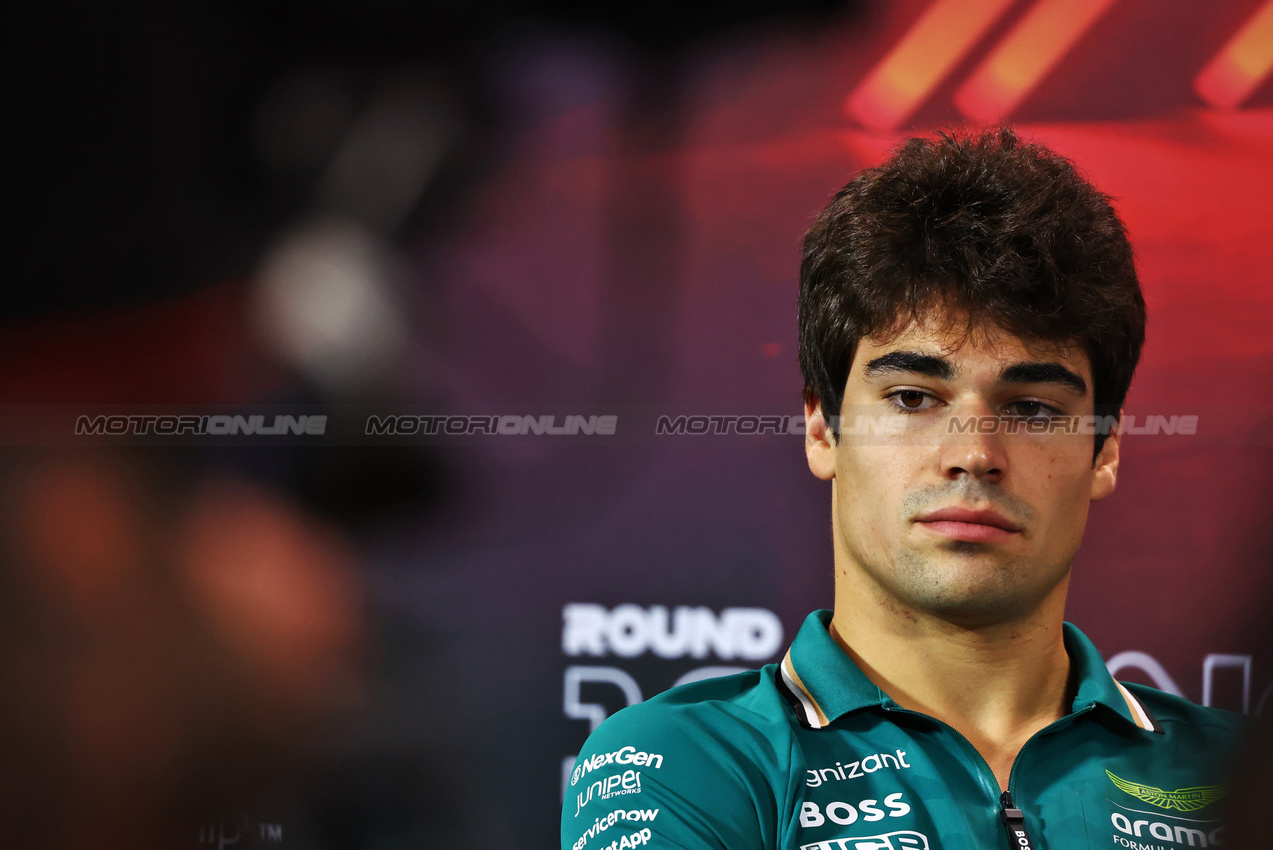 GP SINGAPORE, Lance Stroll (CDN) Aston Martin F1 Team in the FIA Press Conference.

19.09.2024. Formula 1 World Championship, Rd 18, Singapore Grand Prix, Marina Bay Street Circuit, Singapore, Preparation Day.

- www.xpbimages.com, EMail: requests@xpbimages.com © Copyright: Charniaux / XPB Images