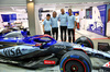 GP SINGAPORE, (L to R): Yuki Tsunoda (JPN) RB; Laurent Mekies (FRA) RB Technical Director; Peter Bayer (AUT) RB Chief Executive Officer; Daniel Ricciardo (AUS) - Denim livery reveal for the RB VCARB 01. 

19.09.2024. Formula 1 World Championship, Rd 18, Singapore Grand Prix, Marina Bay Street Circuit, Singapore, Preparation Day.

- www.xpbimages.com, EMail: requests@xpbimages.com © Copyright: Batchelor / XPB Images