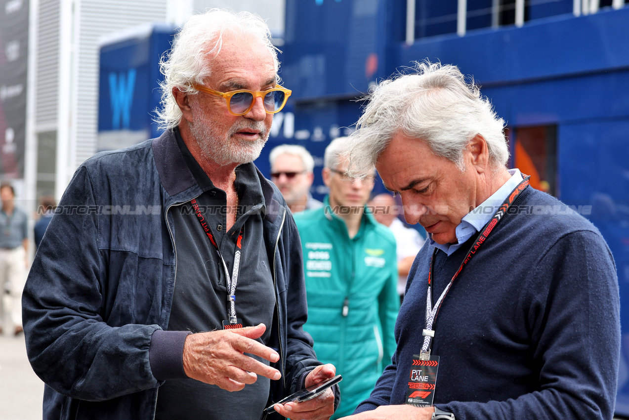 GP SPAGNA, (L to R): Flavio Briatore (ITA) Alpine F1 Team Executive Advisor with Carlos Sainz (ESP).

23.06.2024. Formula 1 World Championship, Rd 10, Spanish Grand Prix, Barcelona, Spain, Gara Day.

- www.xpbimages.com, EMail: requests@xpbimages.com © Copyright: Moy / XPB Images