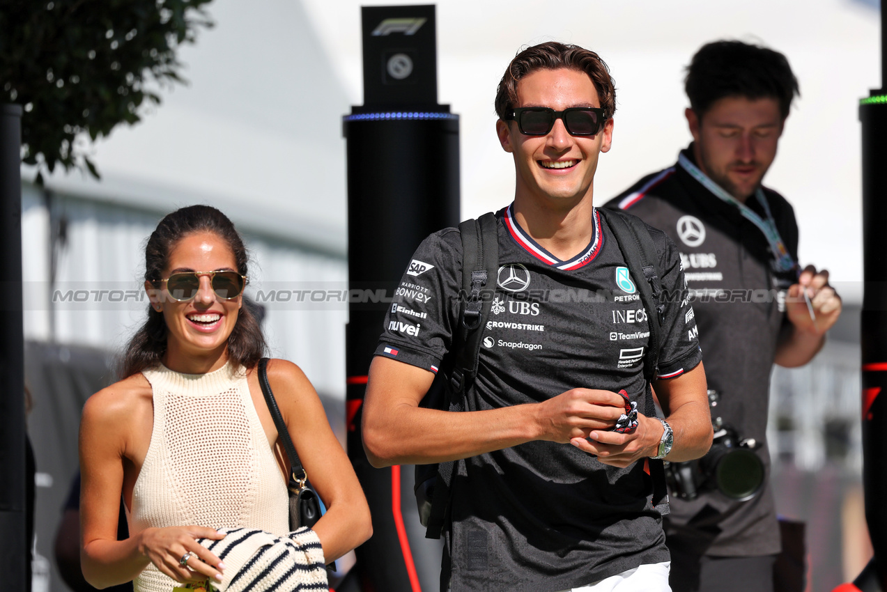 GP SPAGNA, George Russell (GBR) Mercedes AMG F1 with Domenica Carmen Montero Mundt.

22.06.2024. Formula 1 World Championship, Rd 10, Spanish Grand Prix, Barcelona, Spain, Qualifiche Day.

- www.xpbimages.com, EMail: requests@xpbimages.com © Copyright: Rew / XPB Images