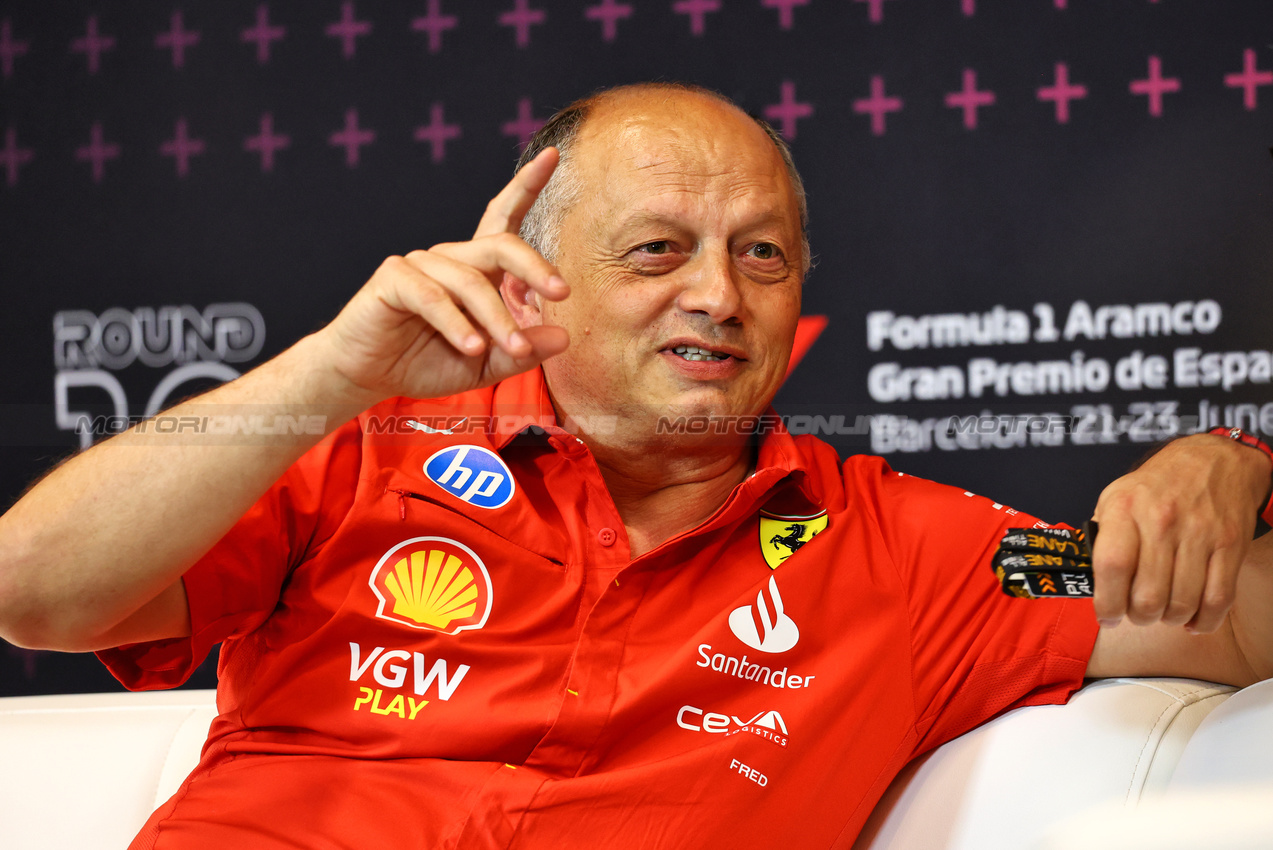 GP SPAGNA, Frederic Vasseur (FRA) Ferrari Team Principal in the FIA Press Conference.

21.06.2024 Formula 1 World Championship, Rd 10, Spanish Grand Prix, Barcelona, Spain, Practice Day.

- www.xpbimages.com, EMail: requests@xpbimages.com © Copyright: Charniaux / XPB Images