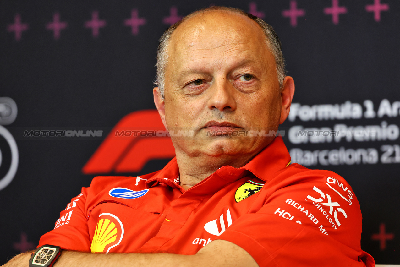 GP SPAGNA, Frederic Vasseur (FRA) Ferrari Team Principal in the FIA Press Conference.

21.06.2024 Formula 1 World Championship, Rd 10, Spanish Grand Prix, Barcelona, Spain, Practice Day.

- www.xpbimages.com, EMail: requests@xpbimages.com © Copyright: Charniaux / XPB Images